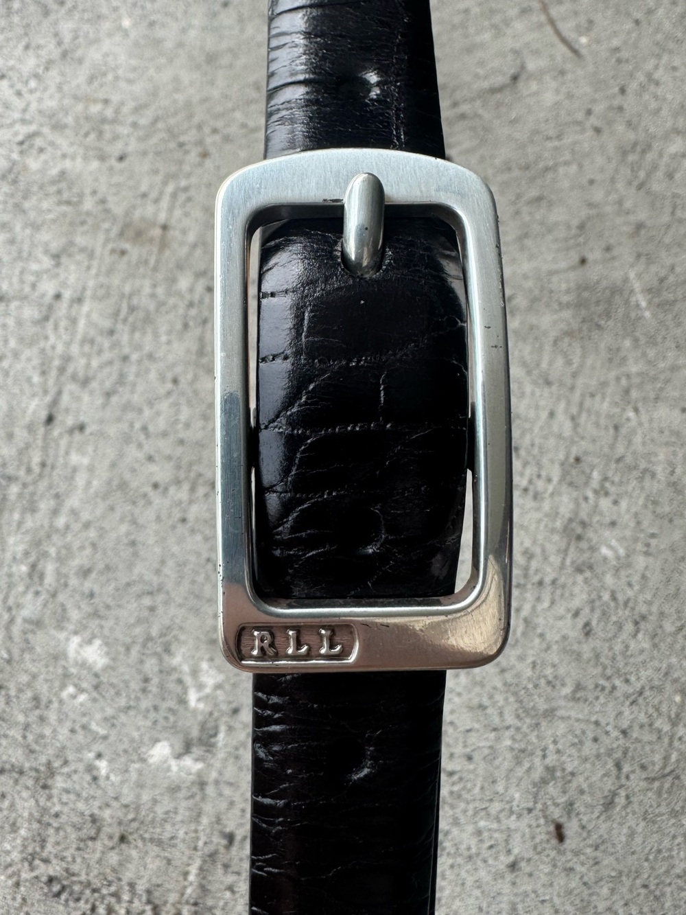 Lauren Ralph Lauren Black Leather Embossed Belt with Silver Buckle XL 34”-38”